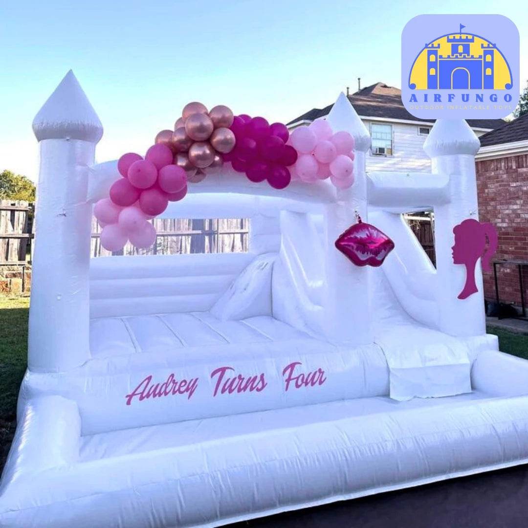 15x13ft Inflatable White Bounce Houses With Slide And Ball Pit - ToylandEU