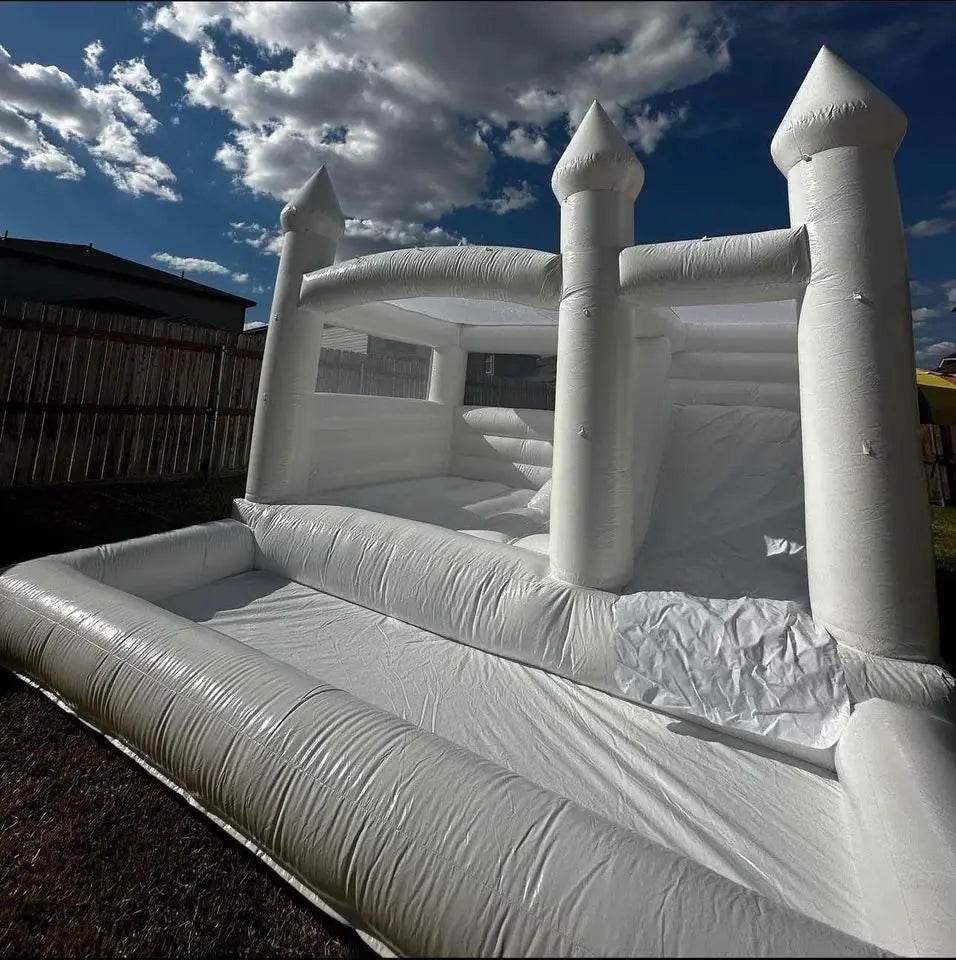 15x13ft Inflatable White Bounce Houses With Slide And Ball Pit - ToylandEU