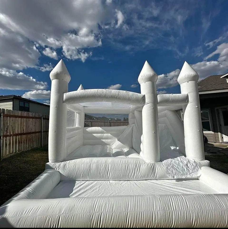 15x13ft Inflatable White Bounce Houses With Slide And Ball Pit - ToylandEU