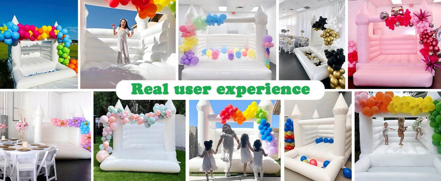 15x13ft Inflatable White Bounce Houses With Slide And Ball Pit - ToylandEU