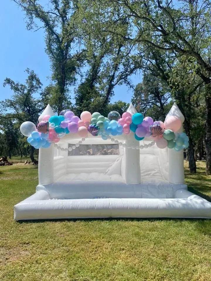 15x13ft Inflatable White Bounce Houses With Slide And Ball Pit - ToylandEU