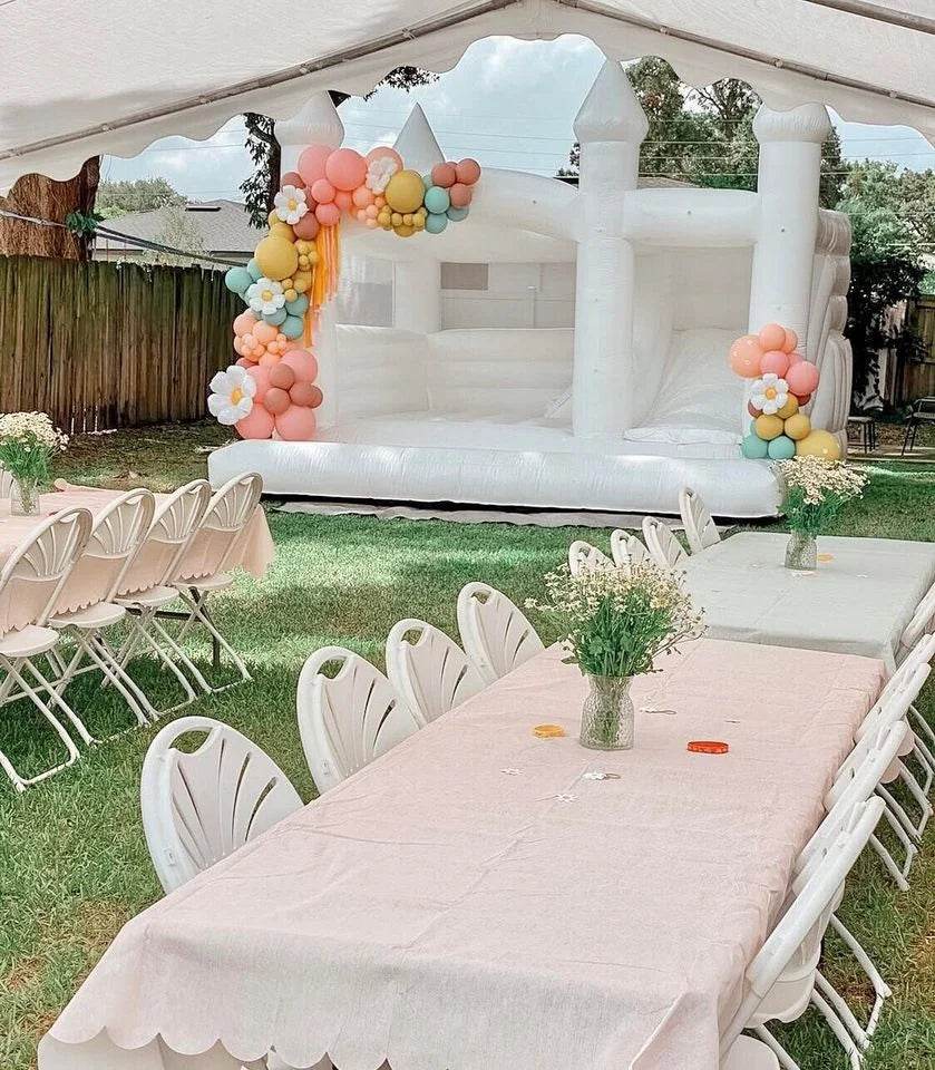 15x13ft Inflatable White Bounce Houses With Slide And Ball Pit - ToylandEU