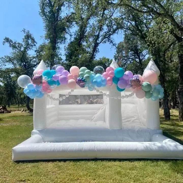 15x13ft Inflatable White Bounce Houses With Slide And Ball Pit - ToylandEU