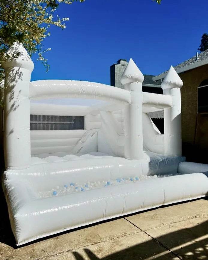 15x13ft Inflatable White Bounce Houses With Slide And Ball Pit - ToylandEU