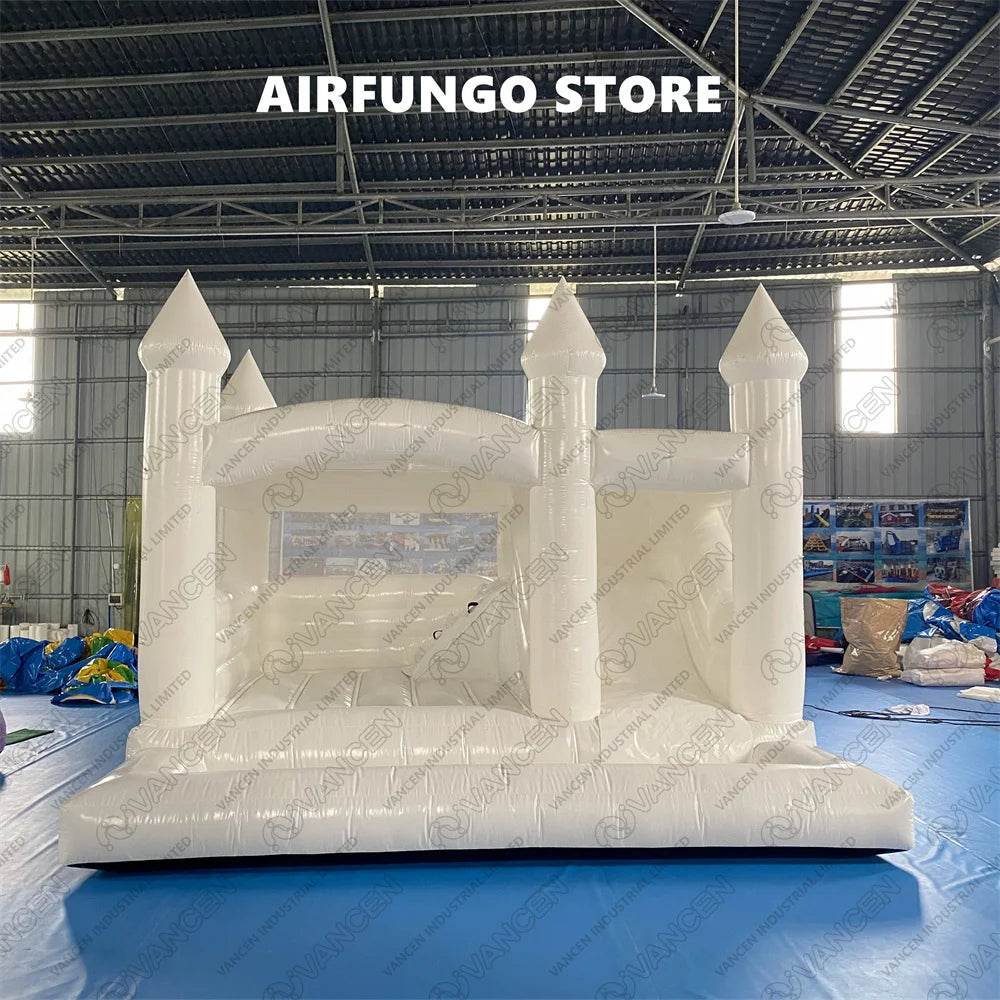 15x13ft Inflatable White Bounce Houses With Slide And Ball Pit - ToylandEU
