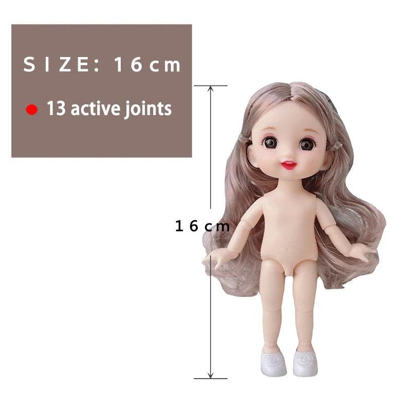16 Cm Bjd Doll Body 1/8 With Head Shoes 13 Joints DIY Toy - ToylandEU