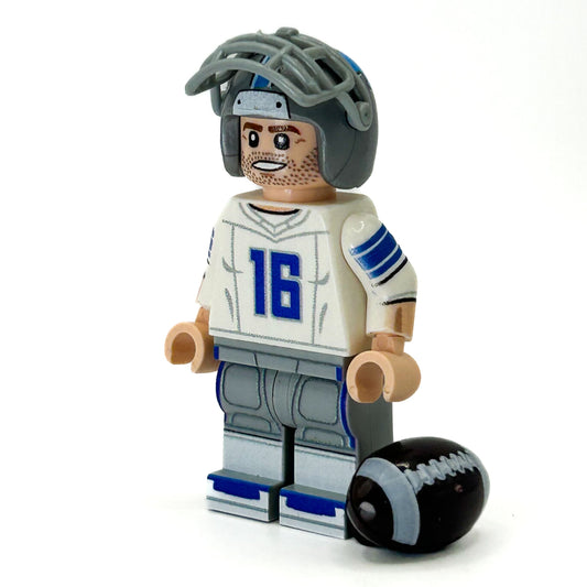 Detroit Lions QB Figure With Custom Helmet LEGO Parts Printed Torso And Head Includes Mini Football By B3 Customs - ToylandEU