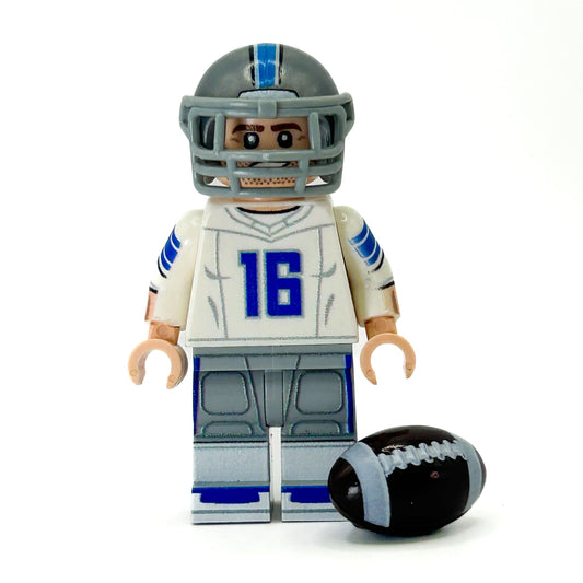 Detroit Lions QB Figure With Custom Helmet LEGO Parts Printed Torso And Head Includes Mini Football By B3 Customs - ToylandEU