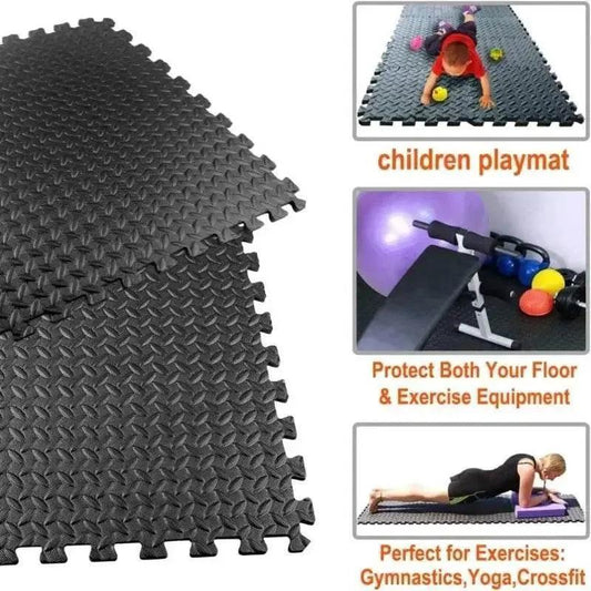  16-Piece 30x30cm EVA Leaf Grain Floor Mats for Sports Gym Protection Non-Slip Yoga Fitness Splicing Rugs Thickened Shock Absorption Workout Flooring -  ToylandEU™