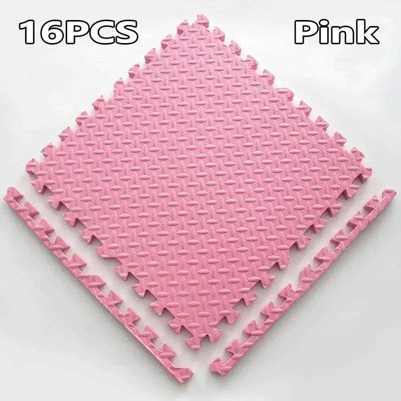 16-Piece 30x30cm EVA Leaf Grain Floor Mats for Sports Gym Protection Non-Slip Yoga Fitness Splicing Rugs Thickened Shock Absorption Workout Flooring - ToylandEU