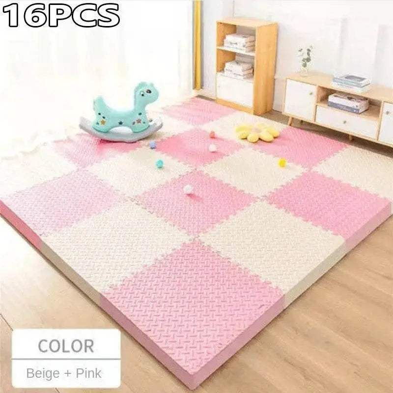 16-Piece 30x30cm EVA Leaf Grain Floor Mats for Sports Gym Protection Non-Slip Yoga Fitness Splicing Rugs Thickened Shock Absorption Workout Flooring - ToylandEU