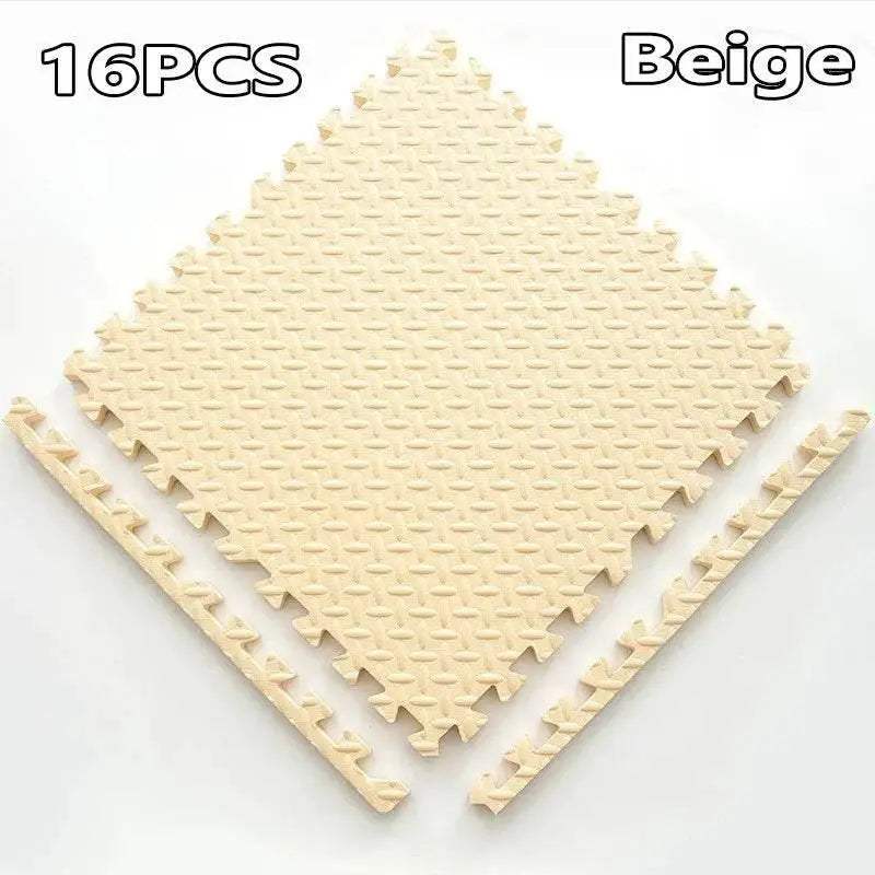 16-Piece 30x30cm EVA Leaf Grain Floor Mats for Sports Gym Protection Non-Slip Yoga Fitness Splicing Rugs Thickened Shock Absorption Workout Flooring - ToylandEU