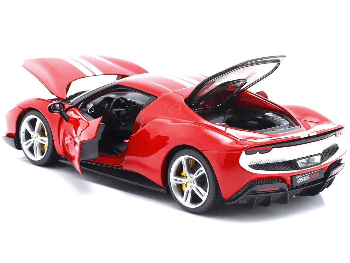 Ferrari 296 GTB Assetto Fiorano Red | 1/18 Scale | White Stripes | Bburago