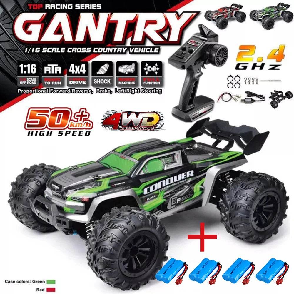 16102 1:16 Rc Car With Led Light 4WD 50km/h High Speed Drift Vehicle - ToylandEU