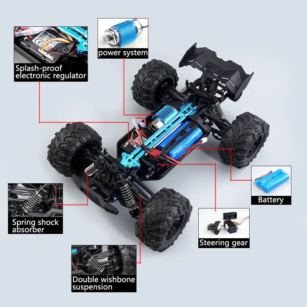 16102 1:16 Rc Car With Led Light 4WD 50km/h High Speed Drift Vehicle - ToylandEU