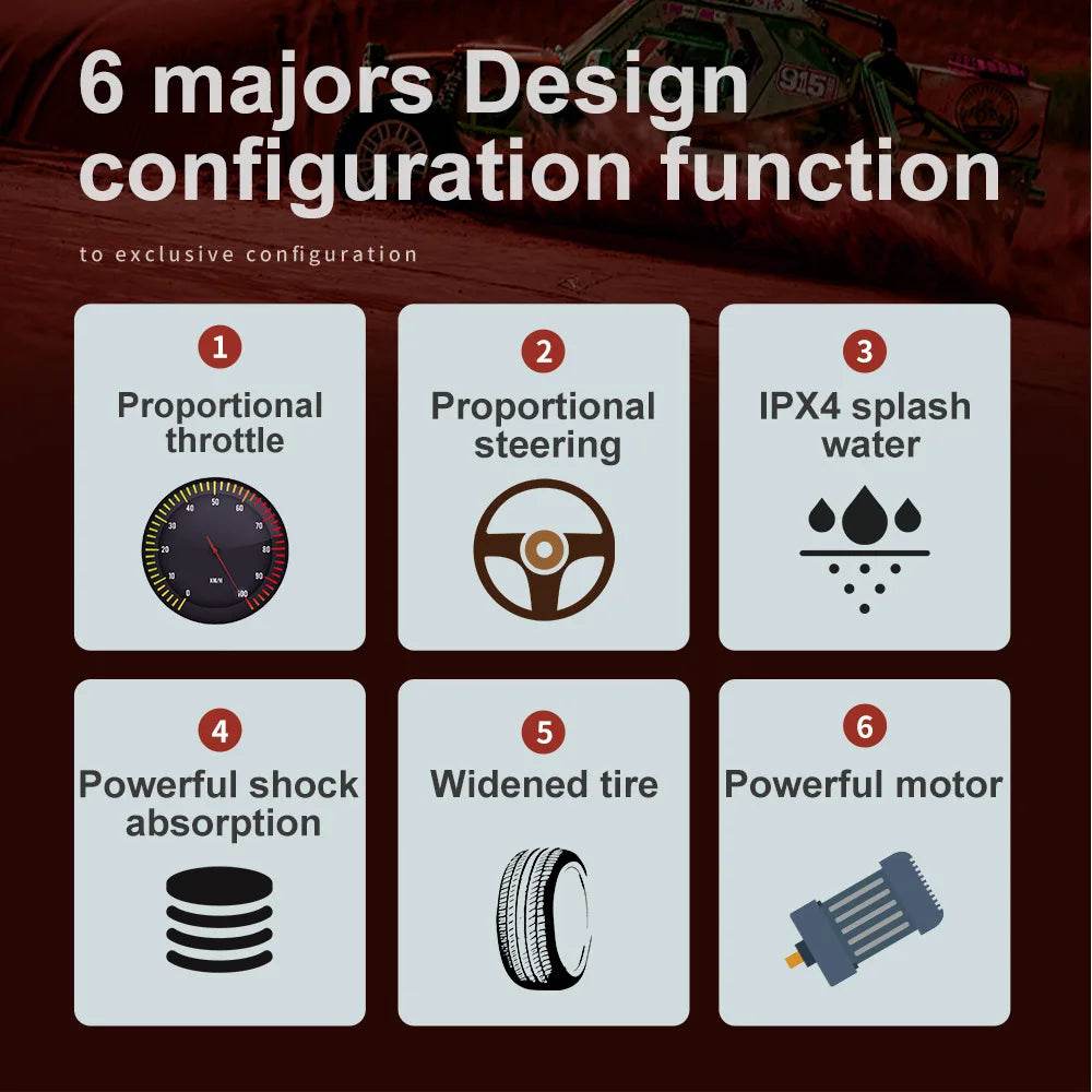 16102 1:16 Rc Car With Led Light 4WD 50km/h High Speed Drift Vehicle - ToylandEU