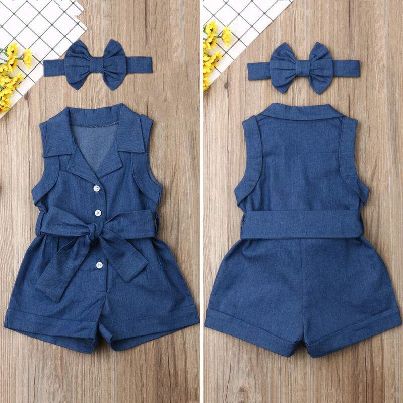 Baby Girl Sleeveless Denim Romper | European And American Style