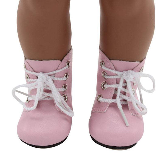 18-Inch Doll Lace-Up Boots | PU Leather