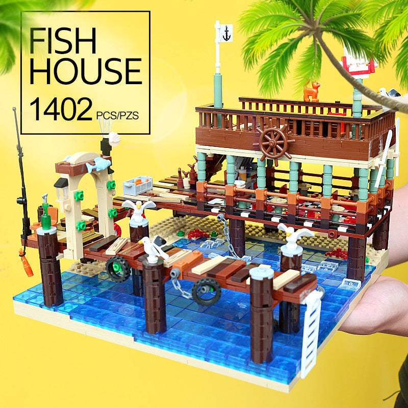 Block Building Set | Detailed Fishing Village | Durable ABS Plastic | Ages 6Plus Gift