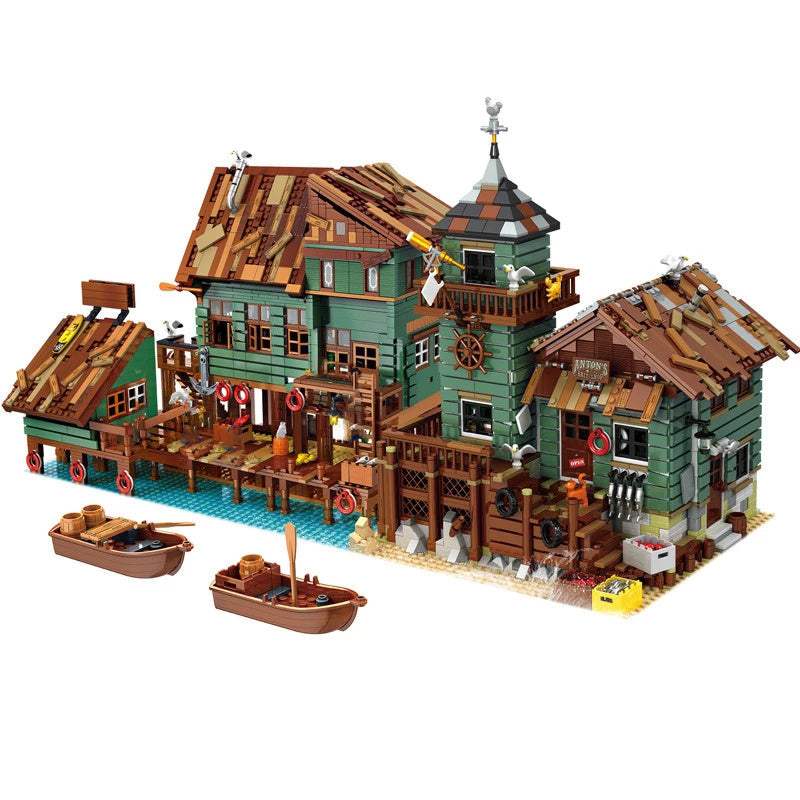 Block Building Set | Detailed Fishing Village | Durable ABS Plastic | Ages 6Plus Gift
