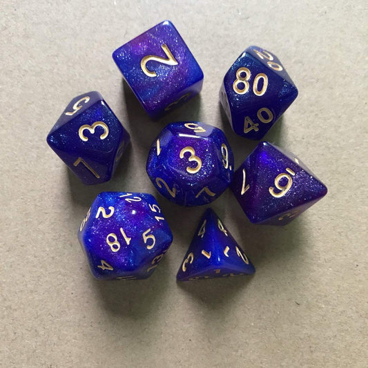 Starry Sky Two-Color Multi-Sided Dice Set | 7-Piece Acrylic Game Dice