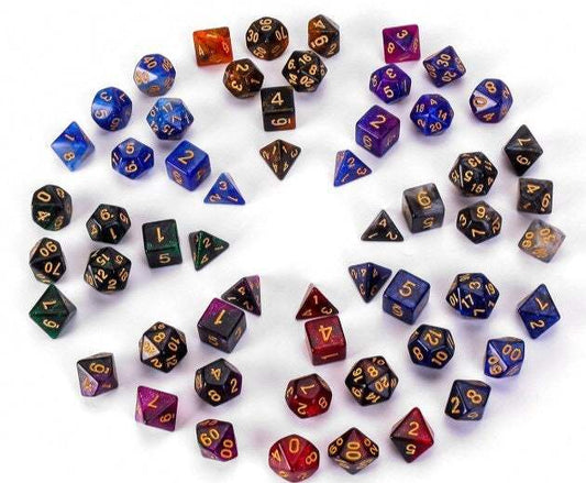 Starry Sky Two-Color Multi-Sided Dice Set | 7-Piece Acrylic Game Dice