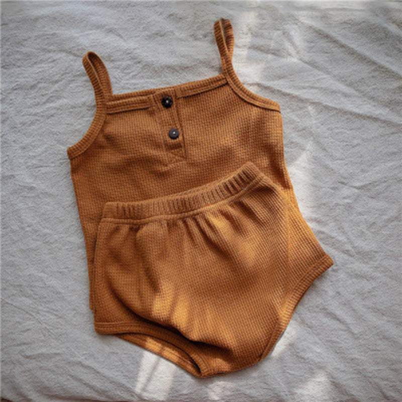 Baby Korean Summer Camisole And Triangle Shorts Set | Unisex | Thin Soft Fabric