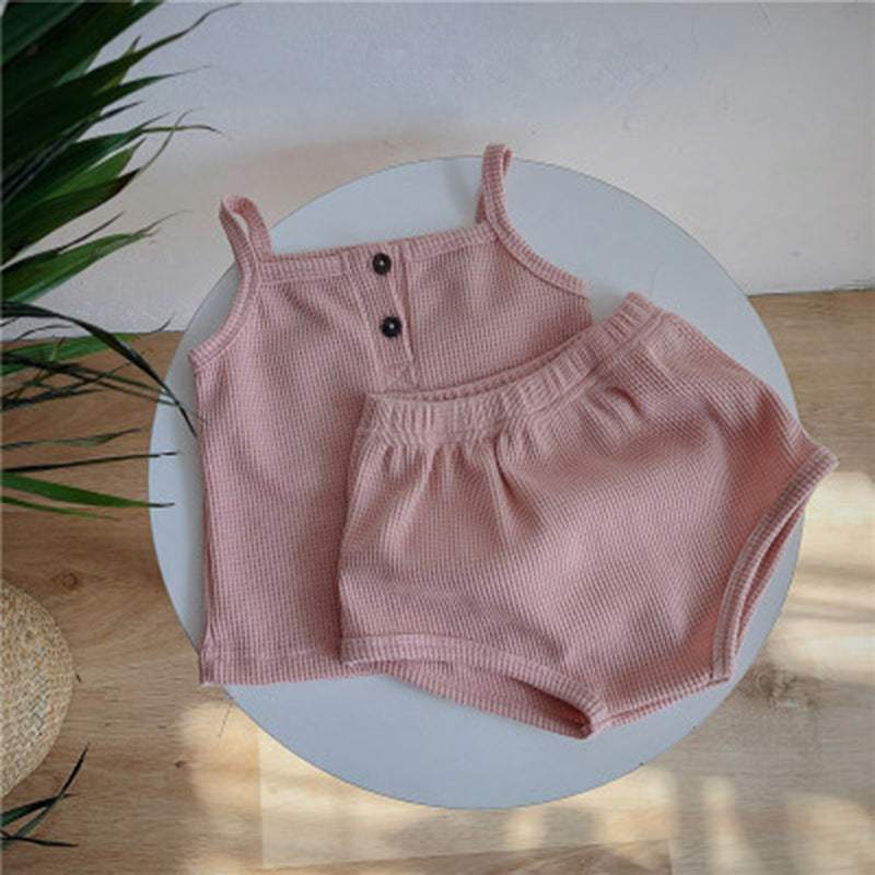 Baby Korean Summer Camisole And Triangle Shorts Set | Unisex | Thin Soft Fabric