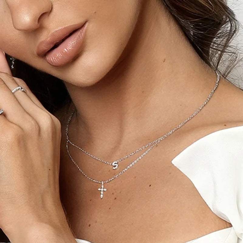 Women's Zircon Clavicle Chain Necklace | Electroplated Silver