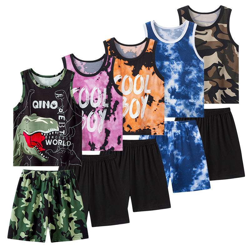 Boys' And Girls' Printed Vest Suit | Dinosaur