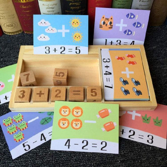 Math Blocks | Addition Subtraction Cards | Beech Wood Finish | Ages 3+