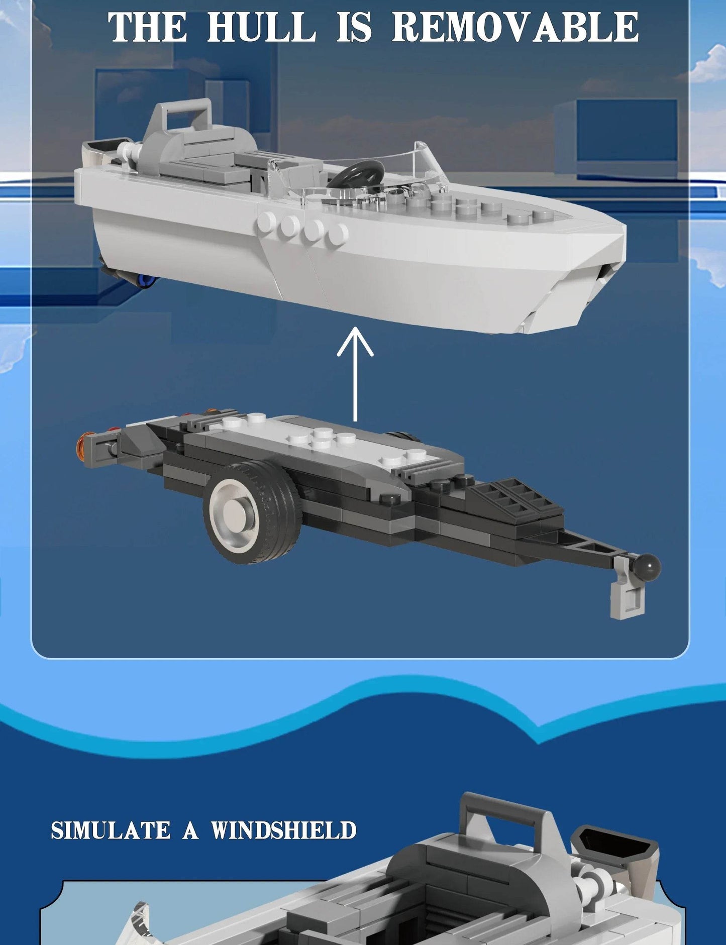 163PCS Tugboat Building Blocks With Sea Speedboat Model - ToylandEU