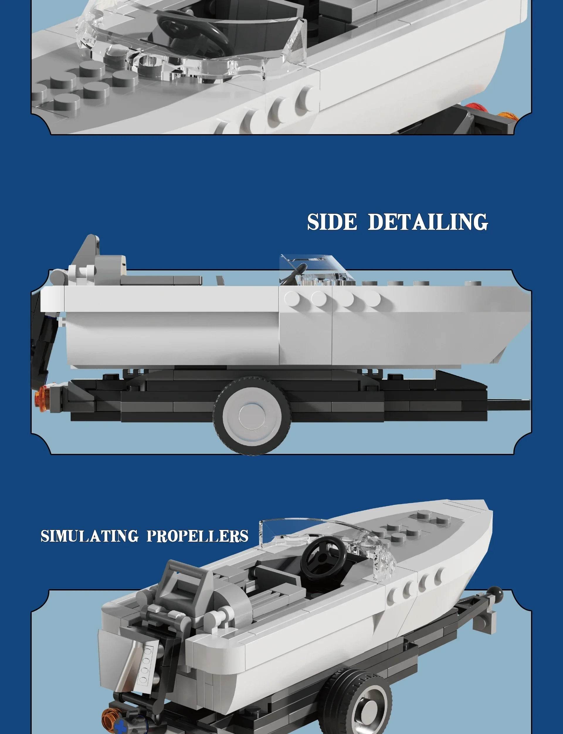 163PCS Tugboat Building Blocks With Sea Speedboat Model - ToylandEU