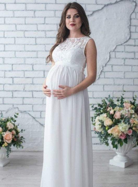 Lace Sleeveless Maternity Dress | Polyester
