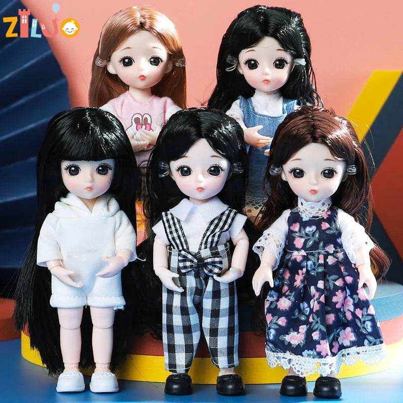 16cm Bjd Dolls for Girls 1/8 Bjd Doll DIY Toy with Clothes - ToylandEU