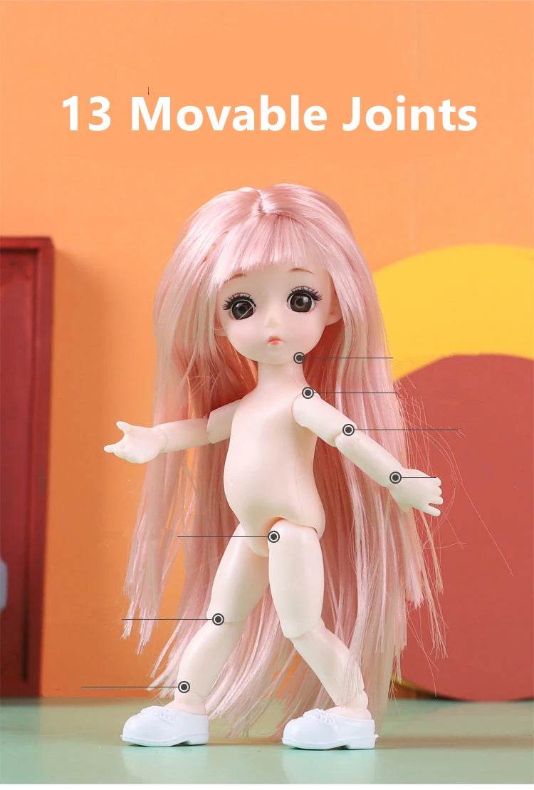 16cm Bjd Dolls for Girls 1/8 Bjd Doll DIY Toy with Clothes - ToylandEU