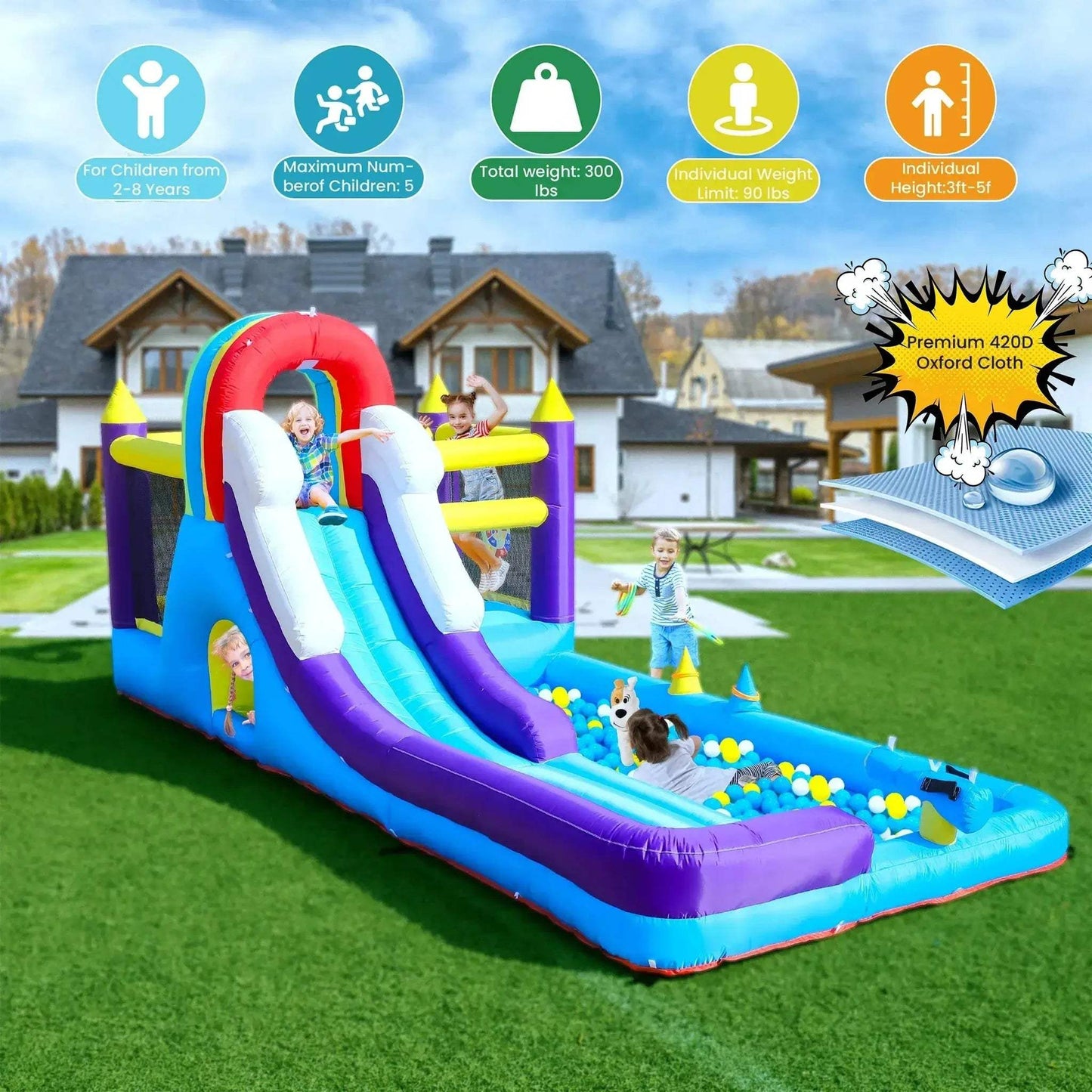 16ft Inflatable Water Slide With Splash Pool For Kids - ToylandEU