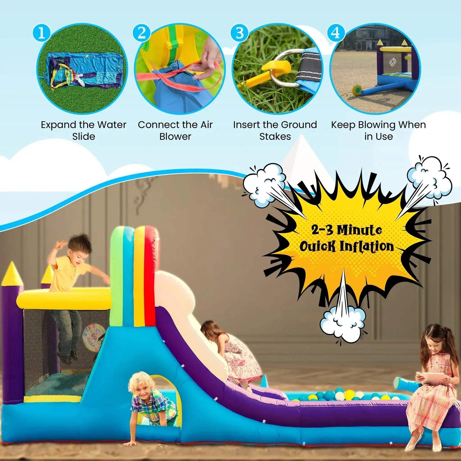 16ft Inflatable Water Slide With Splash Pool For Kids - ToylandEU