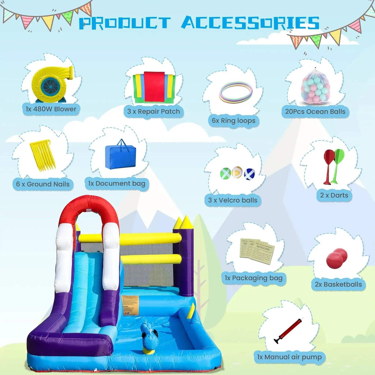 16ft Inflatable Water Slide With Splash Pool For Kids - ToylandEU