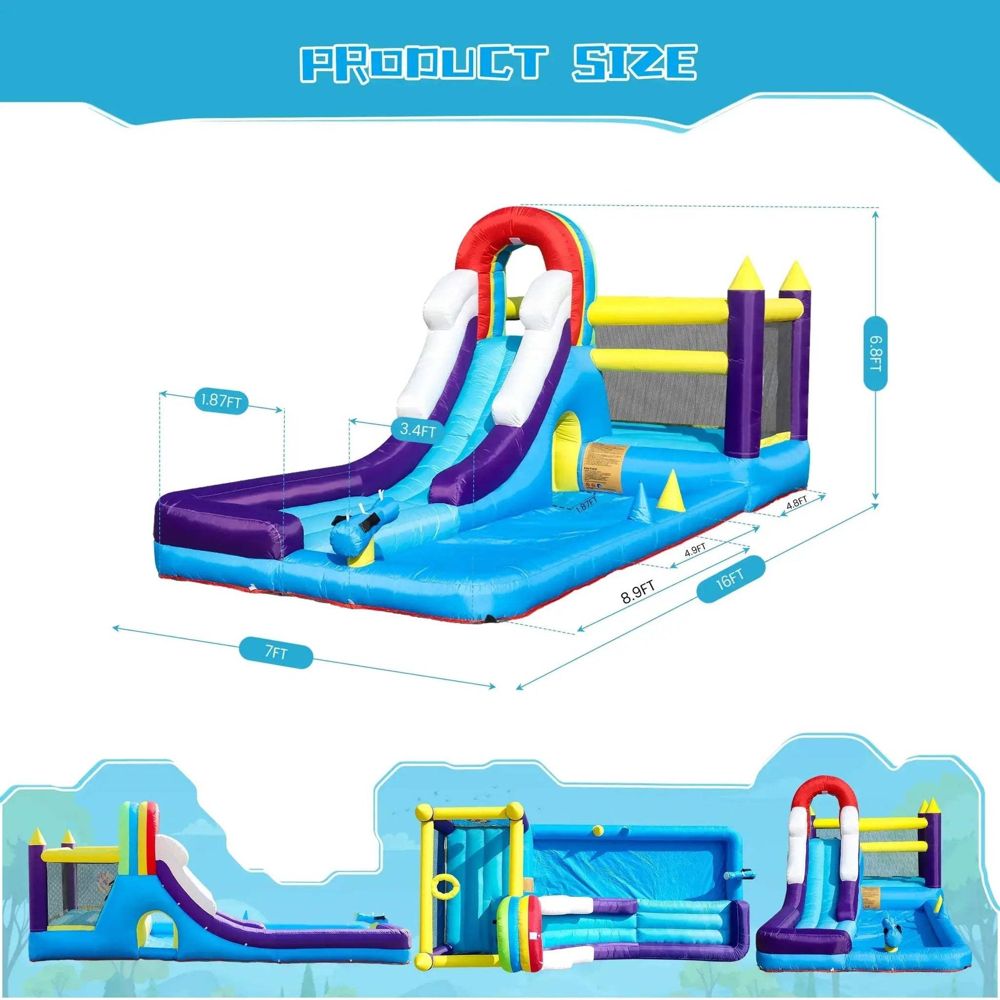 16ft Inflatable Water Slide With Splash Pool For Kids - ToylandEU