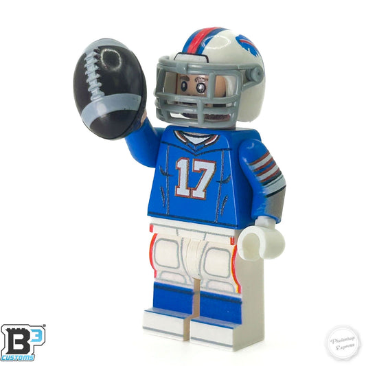 #17 QB Bills Football Player Minifig made using LEGO parts - B3 Customs - ToylandEU