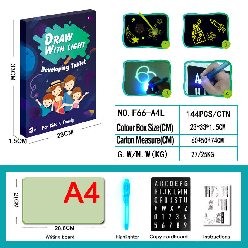 3D Drawing Pad with Light-accumulating Coating and Flashlight Marker Toyland EU Toyland EU