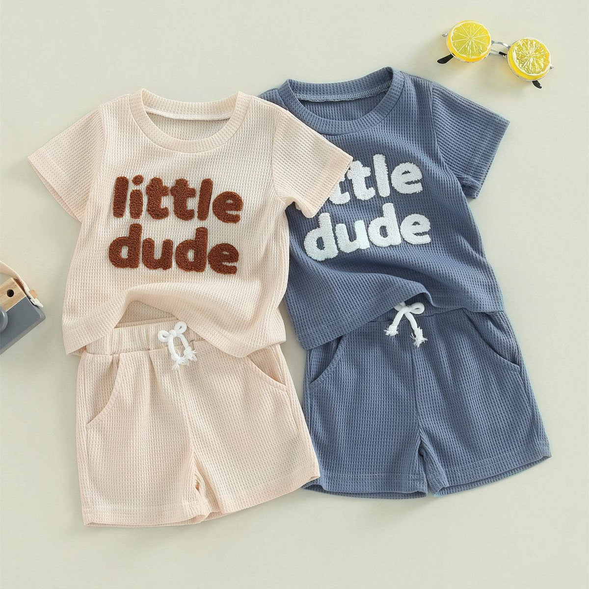 Children'S Waffle Suit | Cotton Blend | Short Sleeve | Sizes 70-100