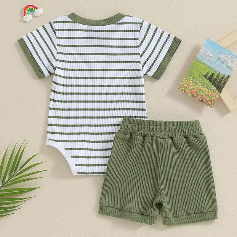 Baby Short-Sleeve Jumpsuit Romper And Shorts Set | Cotton Pullover