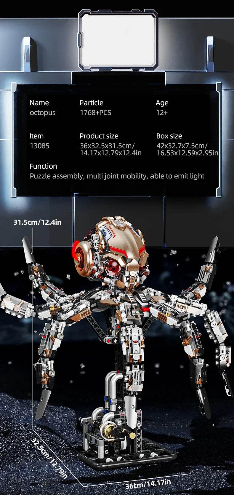 1768PCS Mechanical Octopus Building Blocks Model DIY Toys - ToylandEU