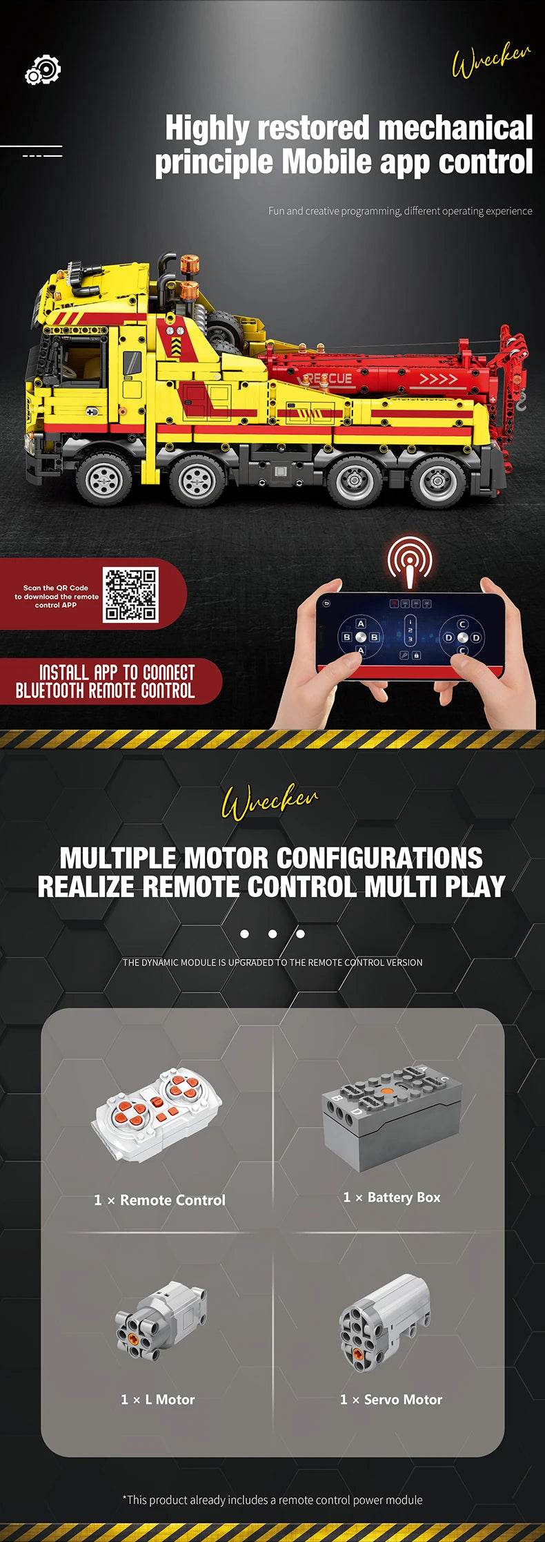 1794PCS Wrecker TECHNICAL RC Car Building Blocks Rescue Truck - ToylandEU