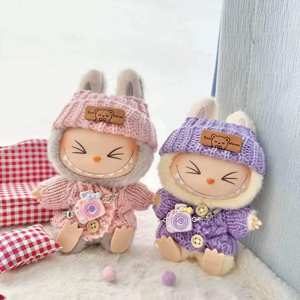 17CM Labubu Mini Dolls Clothes Sitting Party Fashion Striped Sweater - ToylandEU