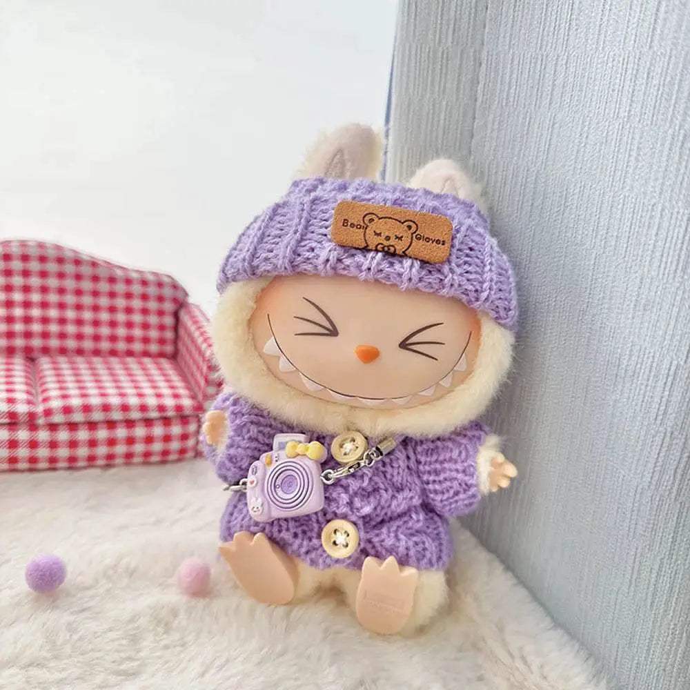 17CM Labubu Mini Dolls Clothes Sitting Party Fashion Striped Sweater - ToylandEU