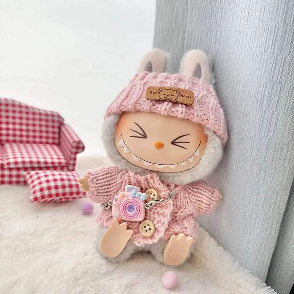 17CM Labubu Mini Dolls Clothes Sitting Party Fashion Striped Sweater - ToylandEU