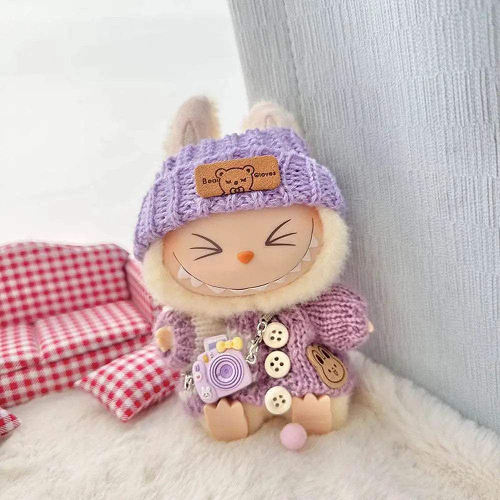 17CM Labubu Mini Dolls Clothes Sitting Party Fashion Striped Sweater - ToylandEU